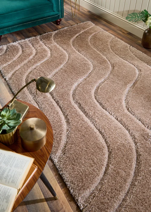 Origins Beige Soft Carved Wave Rug - 80 x 150 Image 1