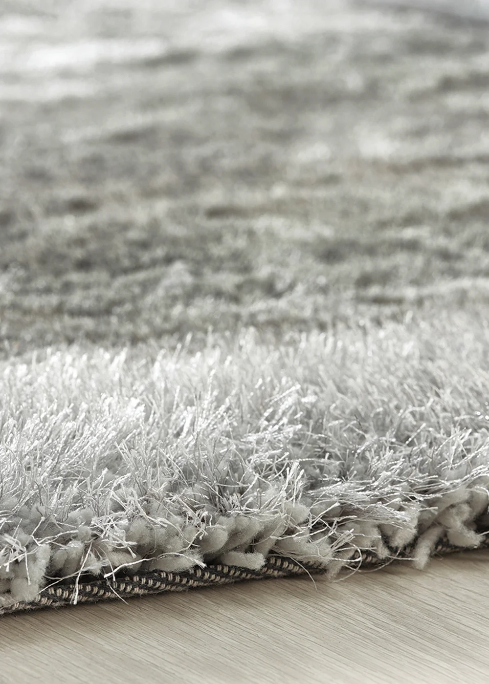 Origins Silver Shimmer Shaggy Border Rug - 80 x 150 Image 3