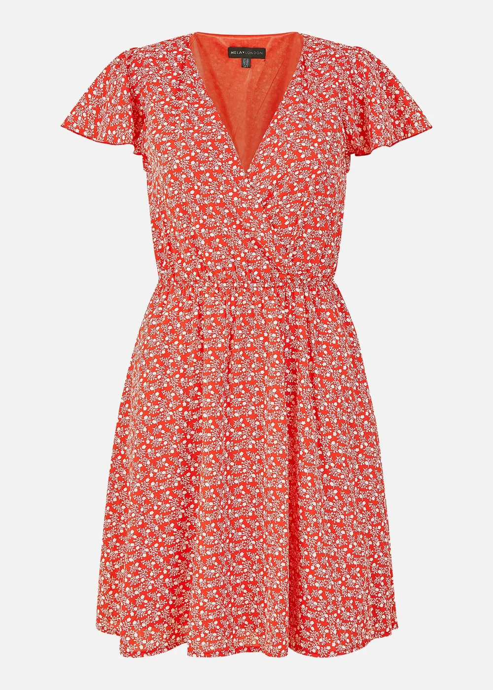 Mela Red Ditsy Print Wrap Skater Dress - 8 Image 4