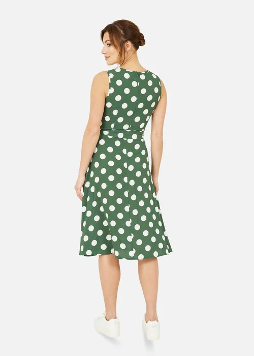 Mela Green Polka Dot Sleeveless Midi Dress - 8 Image 2