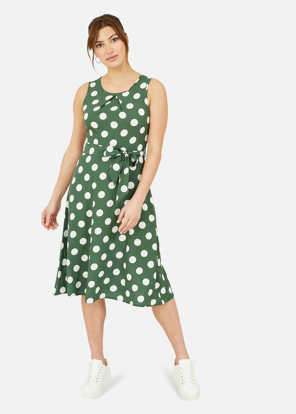 Mela Green Polka Dot Sleeveless Midi Dress - 8 Image 1