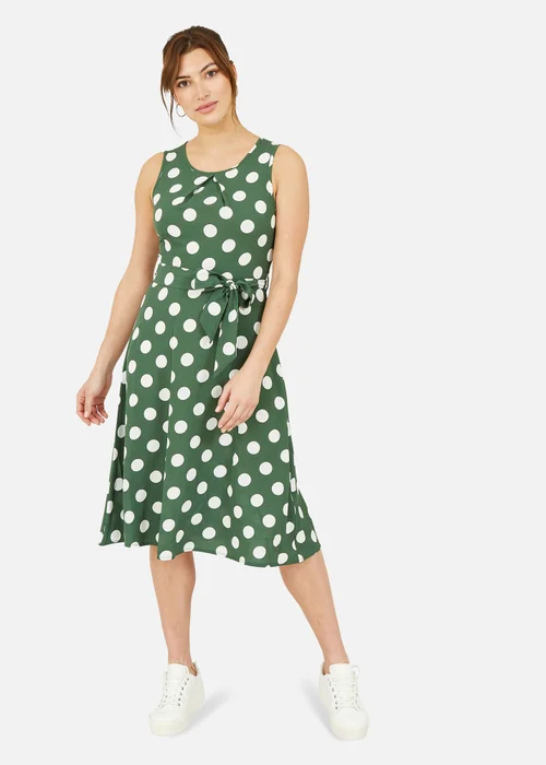 Mela Green Polka Dot Sleeveless Midi Dress - 8 Image 1