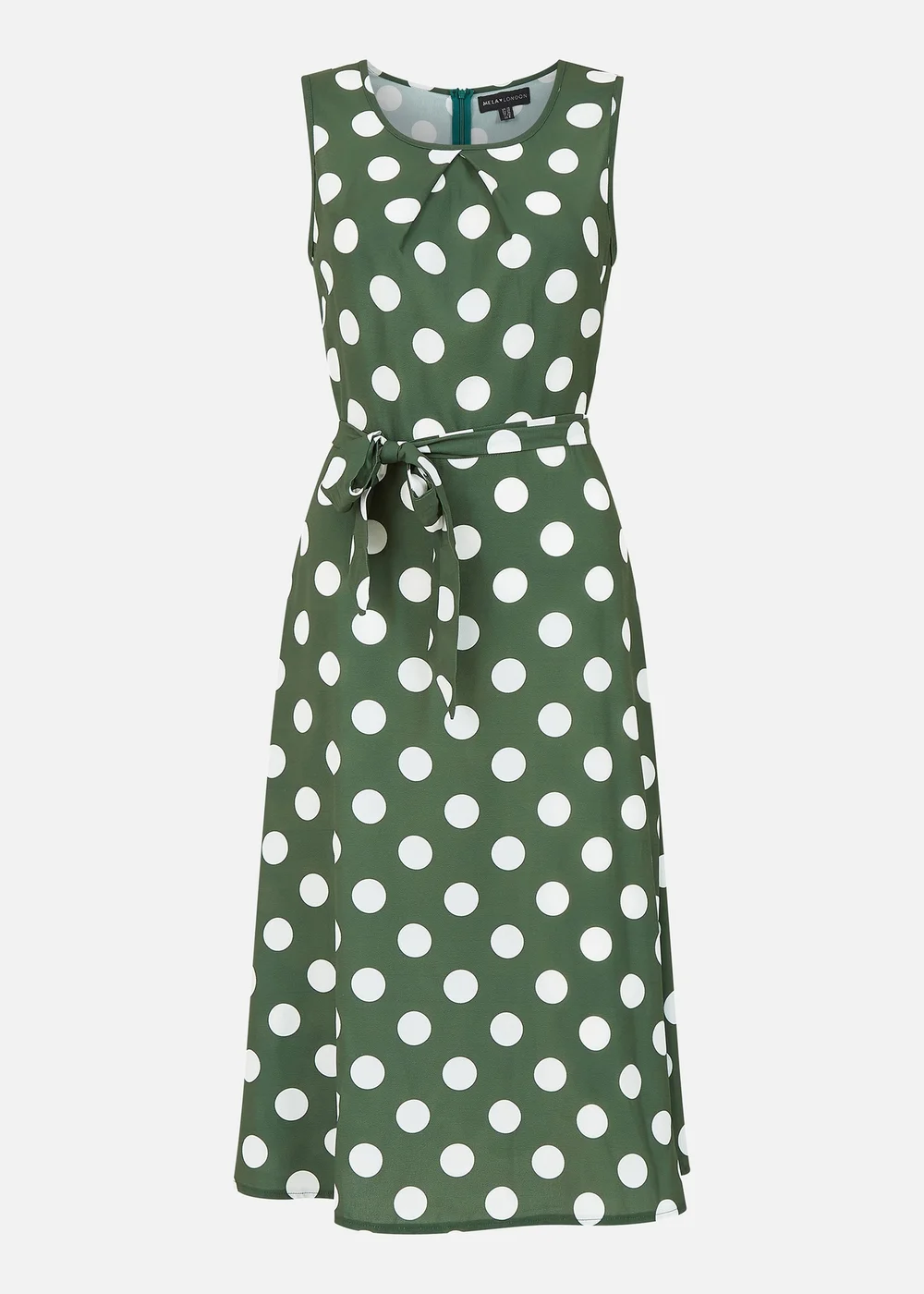Mela Green Polka Dot Sleeveless Midi Dress - 8 Image 4