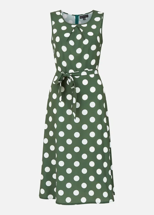 Mela Green Polka Dot Sleeveless Midi Dress - 8 Image 4
