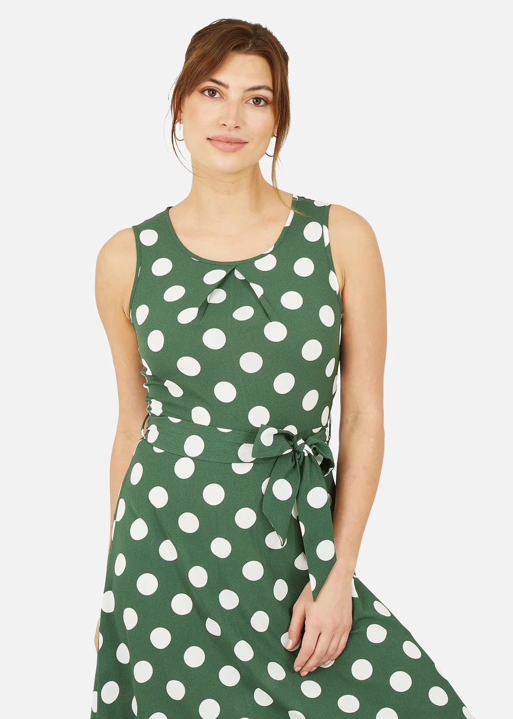 Mela Green Polka Dot Sleeveless Midi Dress - 8 Image 3