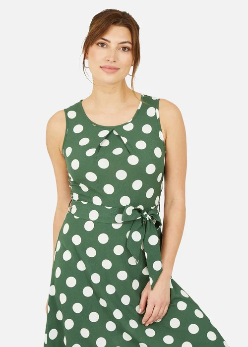Mela Green Polka Dot Sleeveless Midi Dress - 8 Image 3