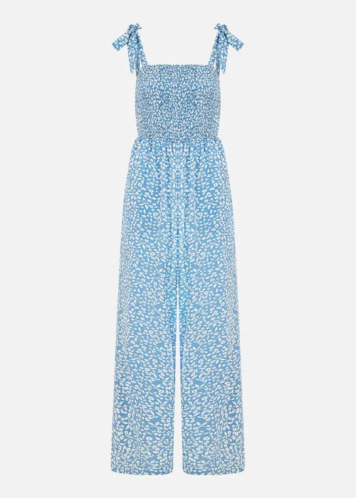Mela Blue Daisy Shirred Tie Jumpsuit - Size 8 Image 4