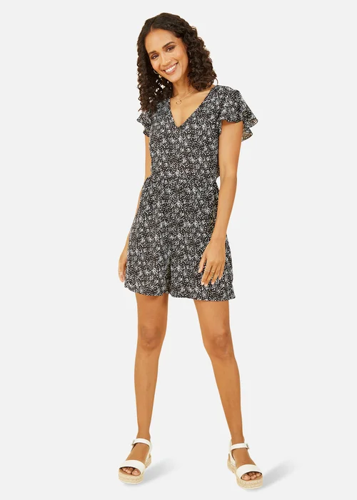 Mela Black Dash Print Playsuit - Size 8 Image 1