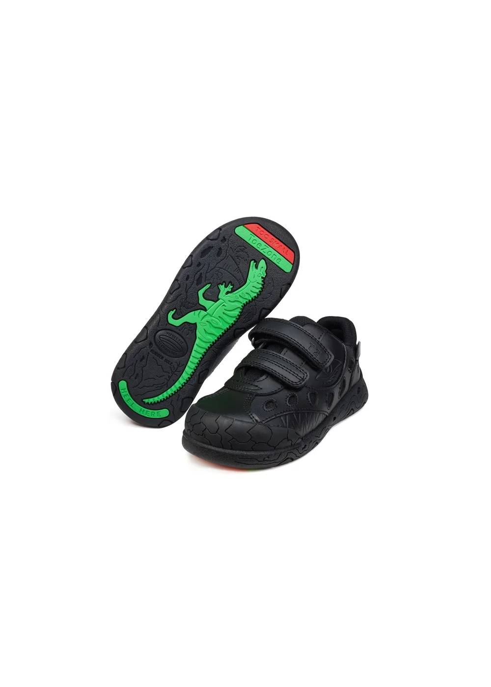 ToeZone Boys Black Jay Ortholite Dinosaur Rip Tape Shoe (Younger 8- Older 3) - 1 Infants Image 1