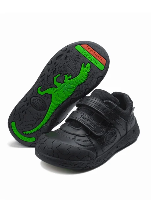 ToeZone Boys Black Chase Super Strong Dinosaur Shoe (Younger 8- Older 3) - Size 13 Infants Image 1