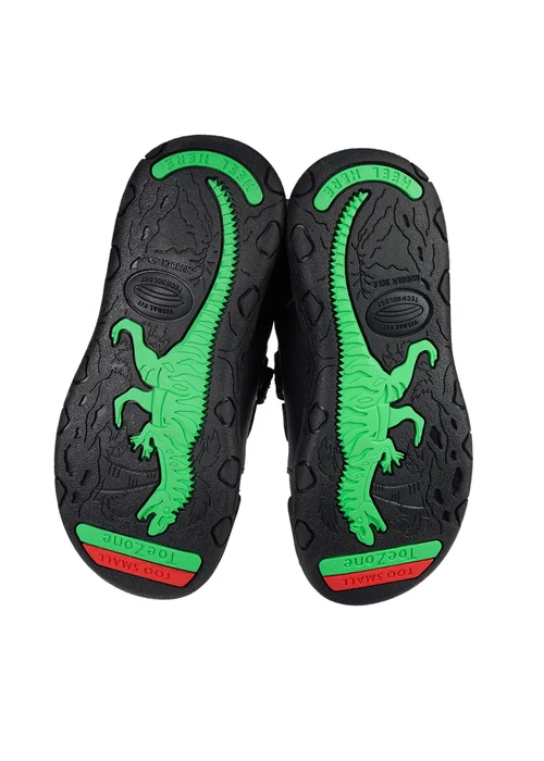 ToeZone Boys Black Chase Super Strong Dinosaur Shoe (Younger 8- Older 3) - Size 13 Infants Image 4
