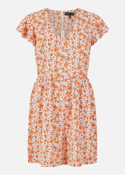 Mela Orange Floral Print Playsuit - Size 8 Image 4