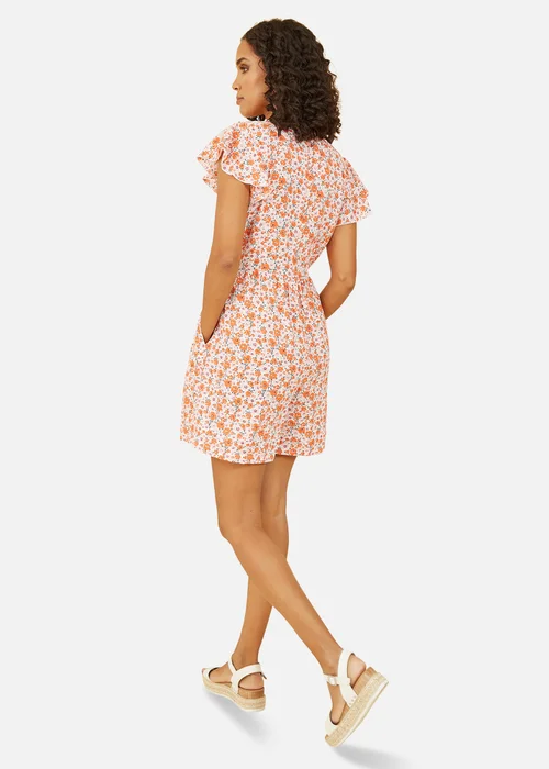 Mela Orange Floral Print Playsuit - Size 8 Image 2