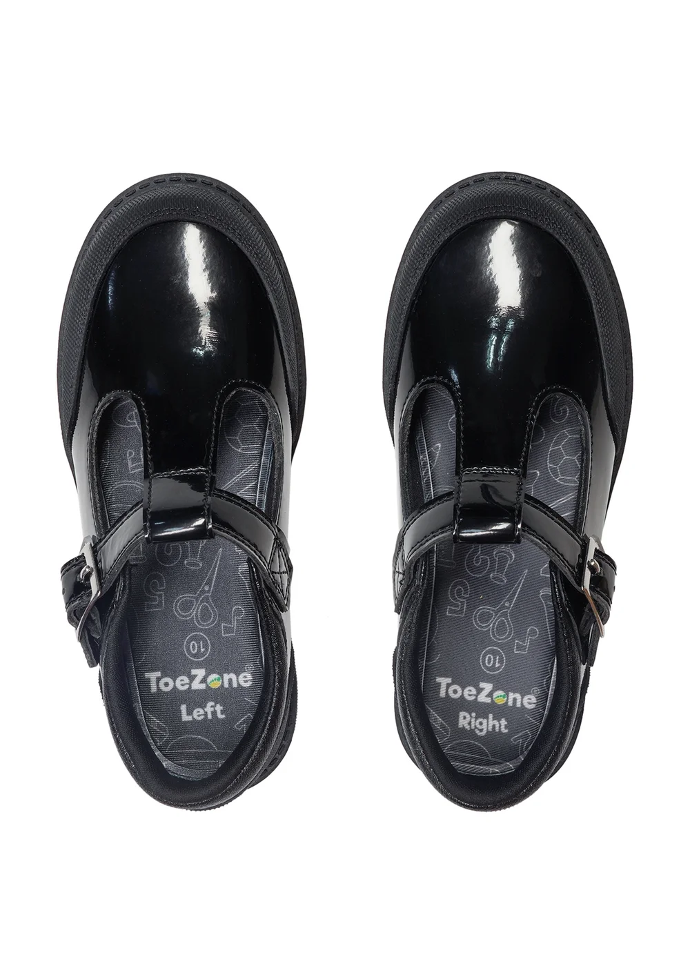 ToeZone Girls Black Ana T Bar Rubber Toe Cap Shoes (Younger 8- Older 3) - 1 Infants Image 3