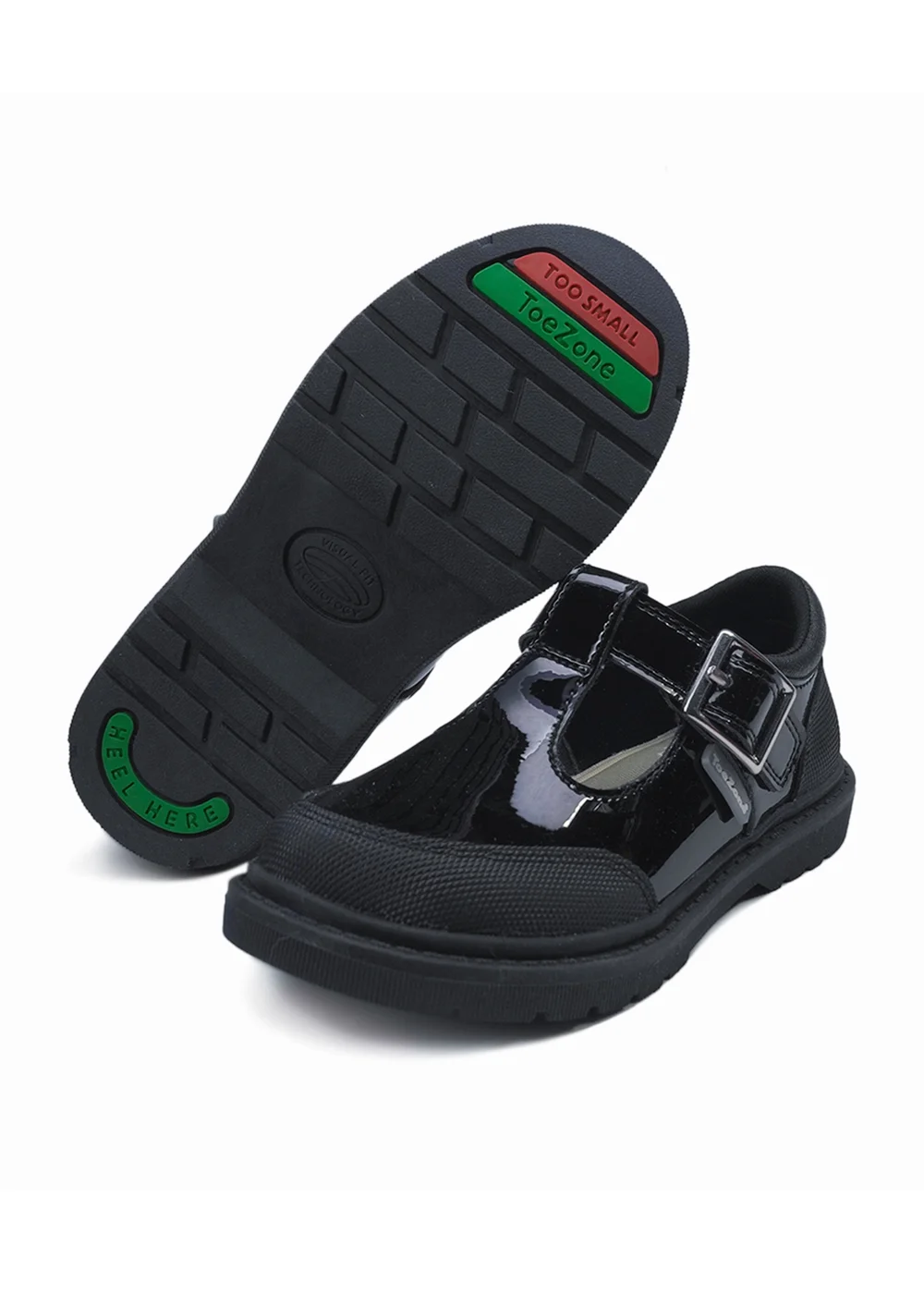 ToeZone Girls Black Ana T Bar Rubber Toe Cap Shoes (Younger 8- Older 3) - 1 Infants Image 1