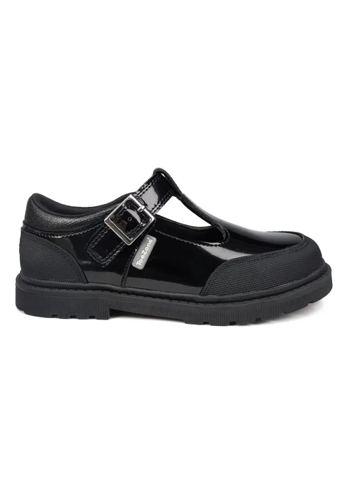 ToeZone Girls Black Ana T Bar Rubber Toe Cap Shoes (Younger 8- Older 3) - 1 Infants Image 2