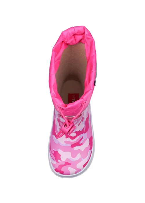 ToeZone Girls Pink Lucy Camo Tie Top Wellies (Younger 6-Older 12) - 12 Infants Image 3