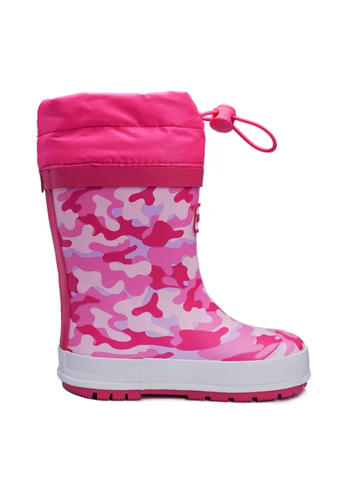 ToeZone Girls Pink Lucy Camo Tie Top Wellies (Younger 6-Older 12) - 12 Infants Image 2