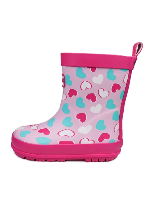ToeZone Girls Pink Belle Love Heart Wellies (Younger 6- Older 12) - 11 Infants Image 2