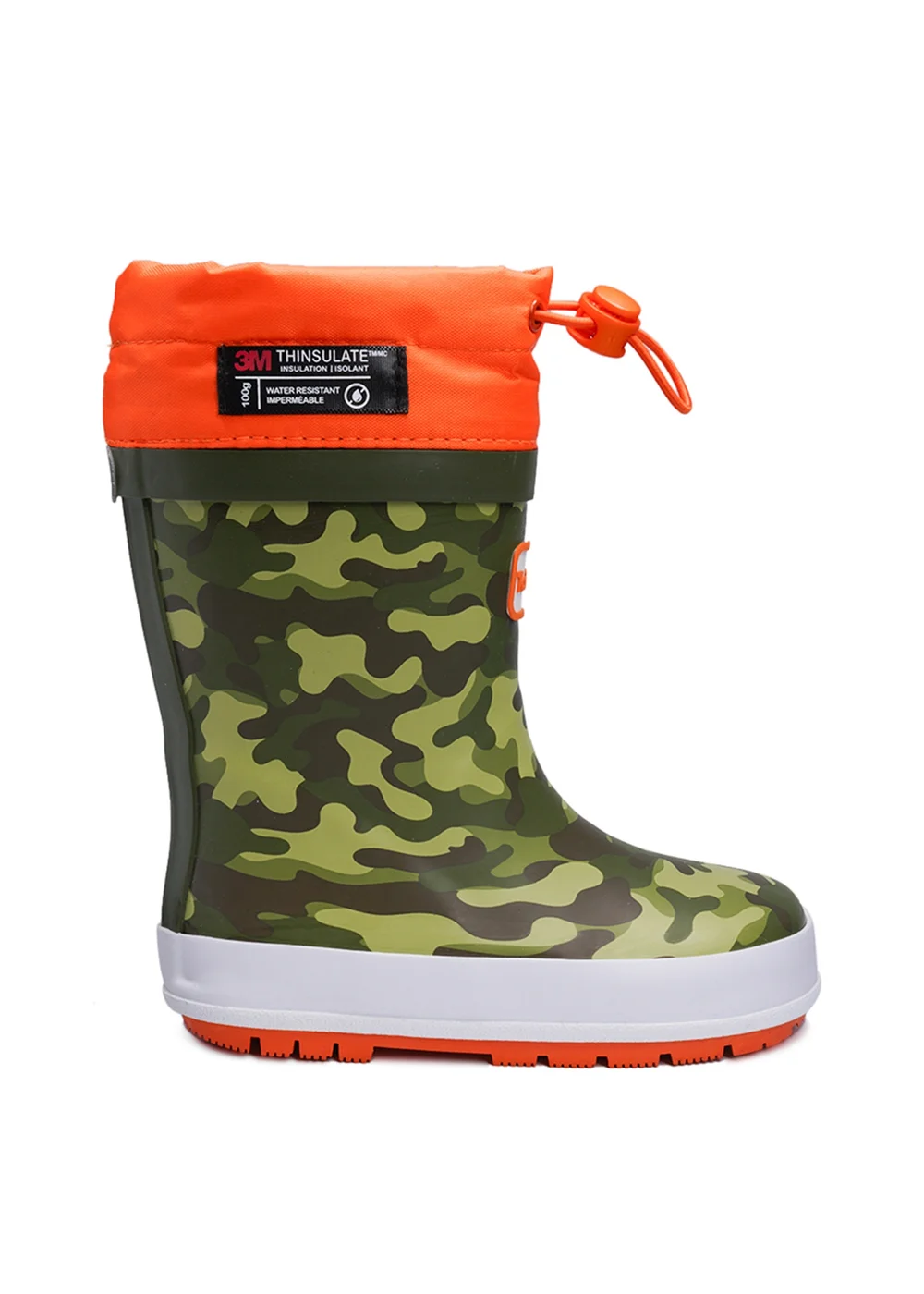 ToeZone Boys Orange Enzo Camo Tie Top Wellies (Younger 6- Older 12) - 6 Intants Image 2
