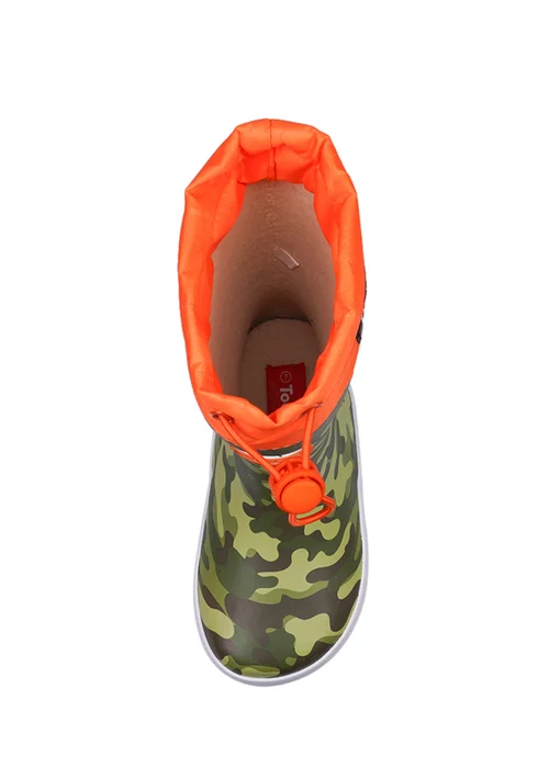 ToeZone Boys Orange Enzo Camo Tie Top Wellies (Younger 6- Older 12) - 6 Intants Image 3