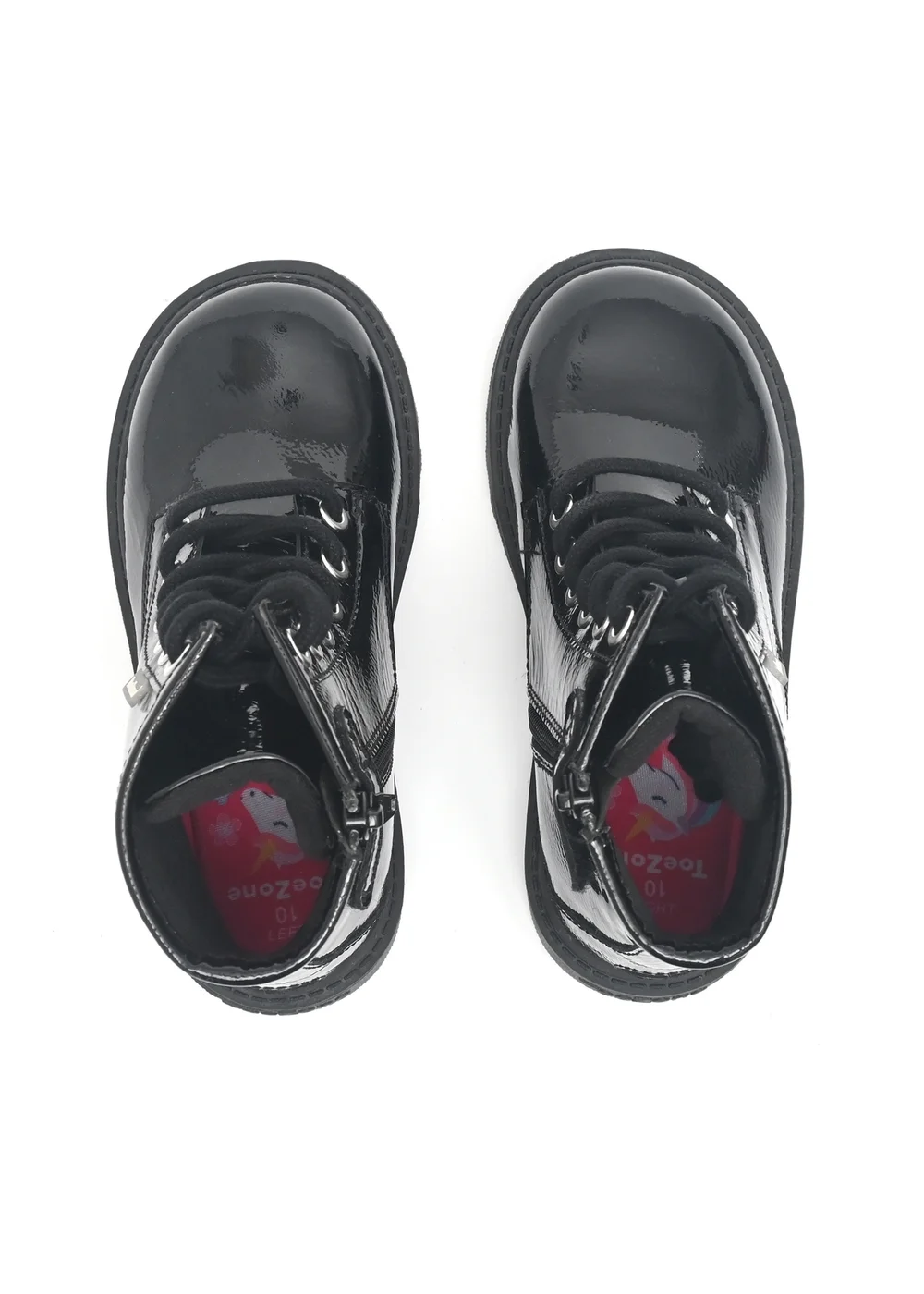 ToeZone Girls Black Alice Patent Leather Lace and Zip Boot (Younger 8-Older 2) - Size 11 Infants Image 4