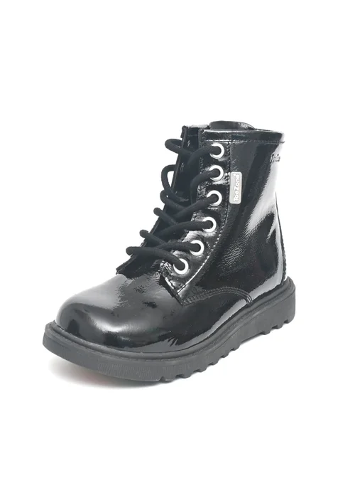 ToeZone Girls Black Alice Patent Leather Lace and Zip Boot (Younger 8-Older 2) - Size 11 Infants Image 3