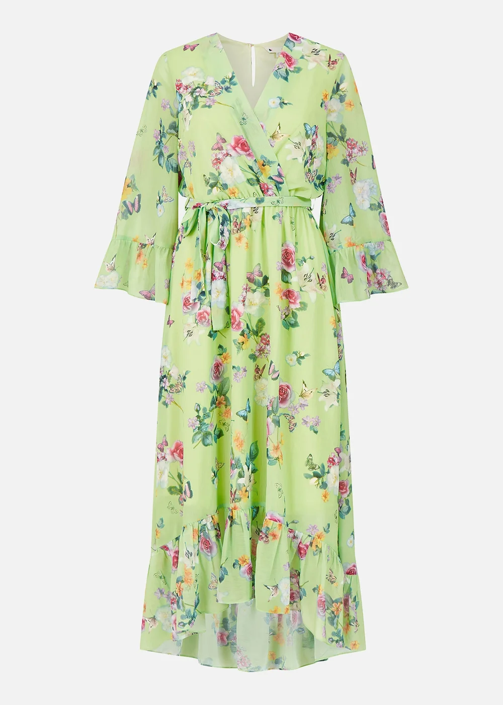 Yumi Mint Green Floral Butterfly Wrap High Low Dress - 8 Image 4