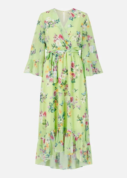 Yumi Mint Green Floral Butterfly Wrap High Low Dress - 8 Image 4