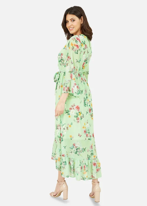 Yumi Mint Green Floral Butterfly Wrap High Low Dress - 8 Image 2
