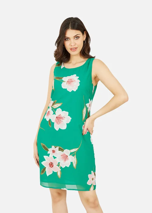 Yumi Green Floral Shift Dress - 8 Image 1