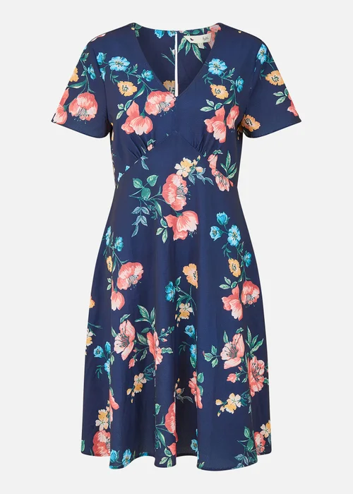 Yumi Navy Kimono Sleeve Skater Dress - 8 Image 3