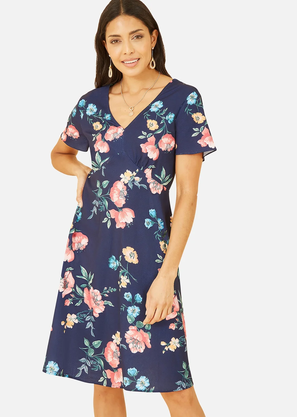 Yumi Navy Kimono Sleeve Skater Dress - 8 Image 2