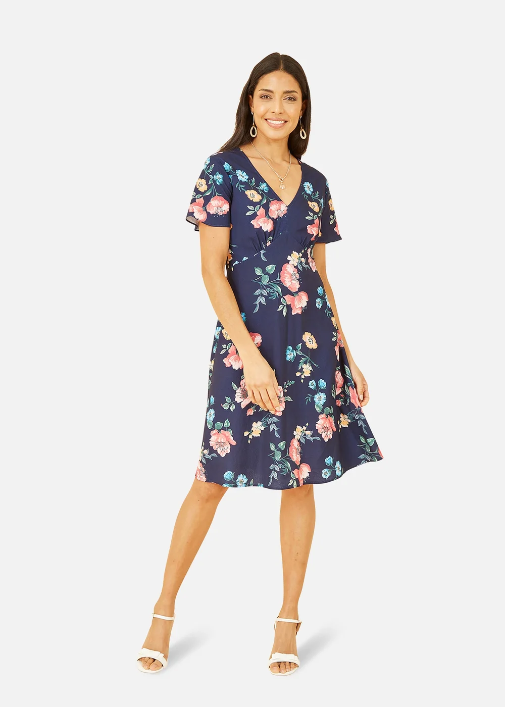 Yumi Navy Kimono Sleeve Skater Dress - 8 Image 1