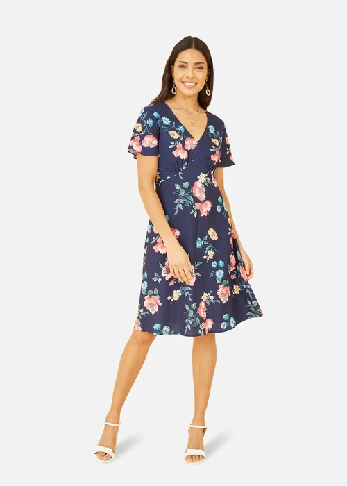Yumi Navy Kimono Sleeve Skater Dress - 8 Image 1