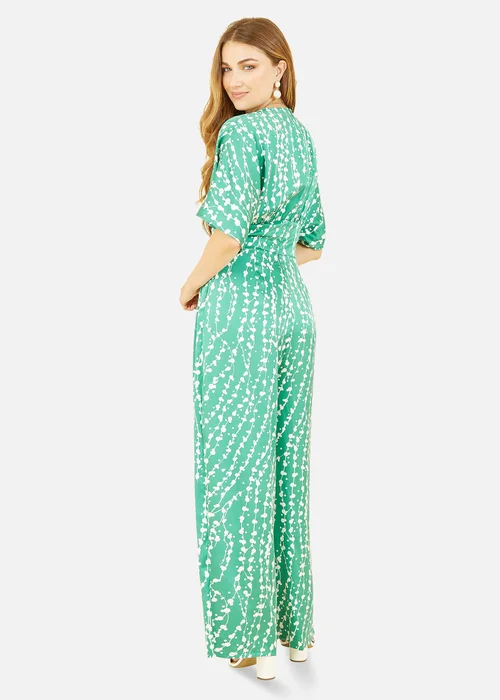 Yumi Green Abstract Print Kimono Sleeve Jumpsuit - Size 8 Image 2