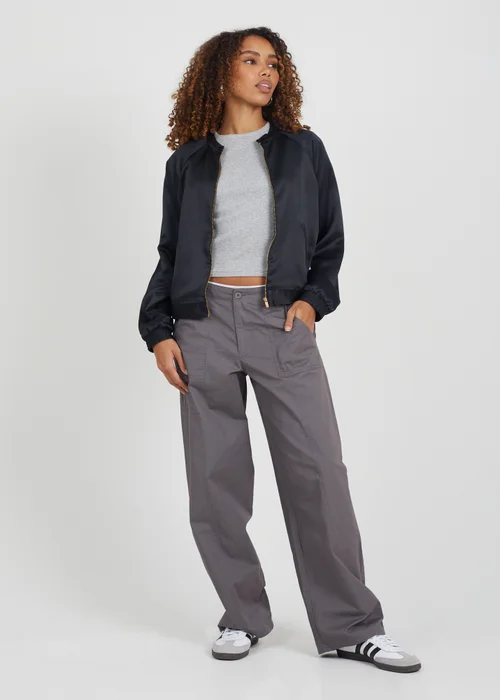 Brave Soul Black Satin Bomber Jacket - 8 Image 4