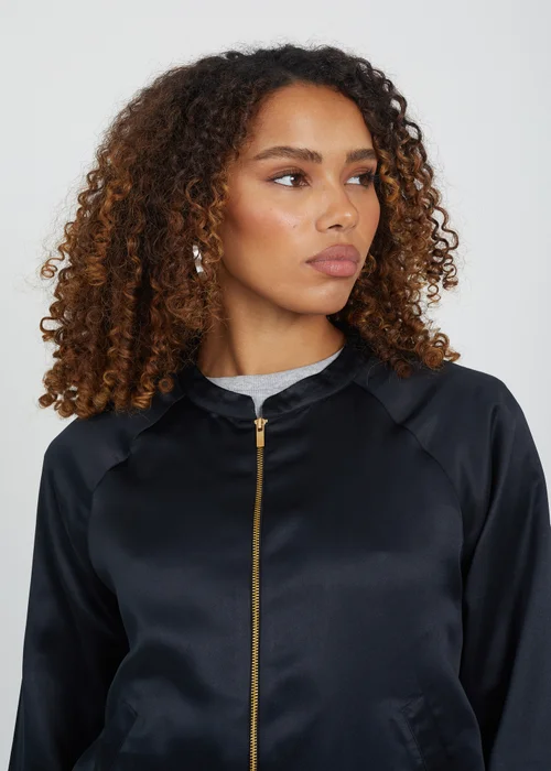 Brave Soul Black Satin Bomber Jacket - 8 Image 3