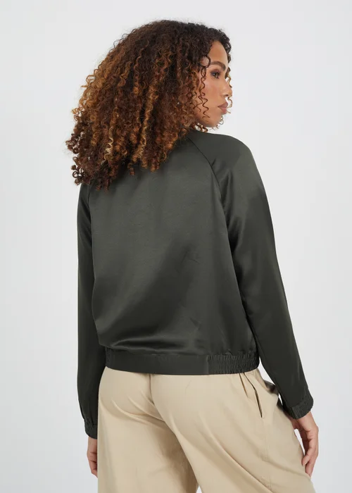 Brave Soul Khaki Satin Bomber Jacket - 8 Image 2