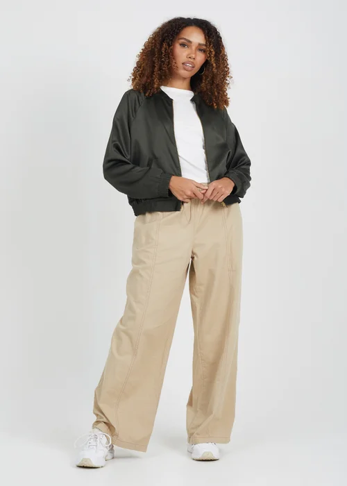 Brave Soul Khaki Satin Bomber Jacket - 8 Image 4