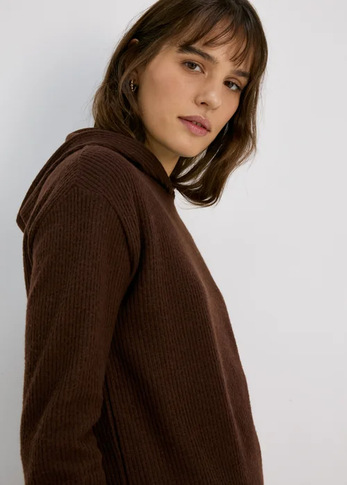 Brown Longline Pullover Hoodie - S Image 3