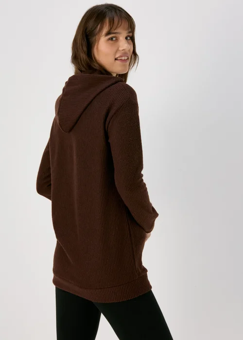 Brown Longline Pullover Hoodie - S Image 2