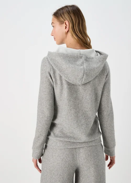 Grey Ribbed Pullover Hoodie - S Image 2