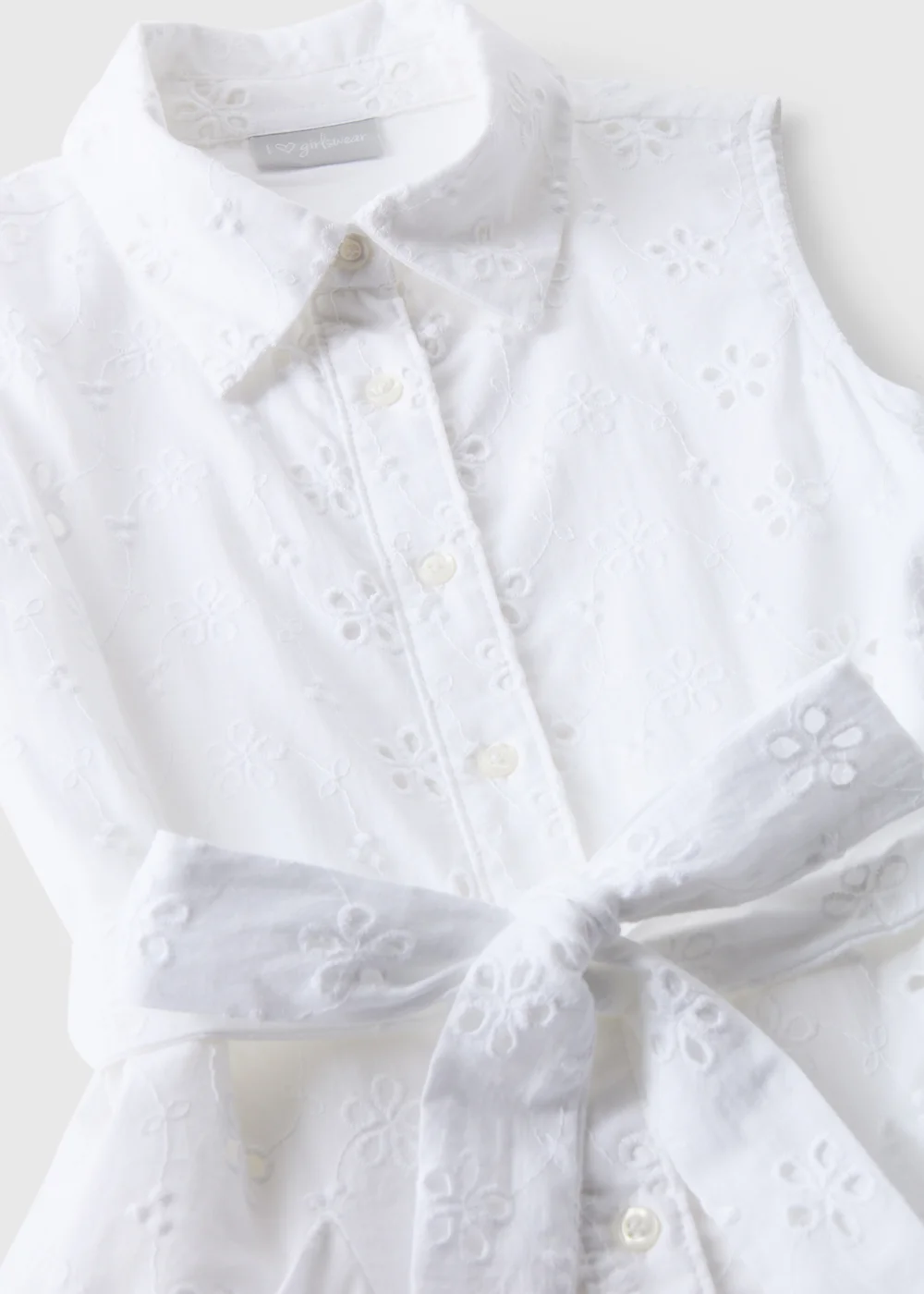 Girls White Schiffli Shirt Dress (7-13yrs) - 7 Yrs Image 2