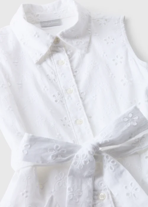 Girls White Schiffli Shirt Dress (7-13yrs) - 7 Yrs Image 2