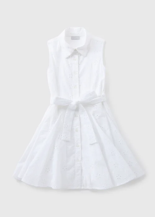 Girls White Schiffli Shirt Dress (7-13yrs) - 7 Yrs Image 1