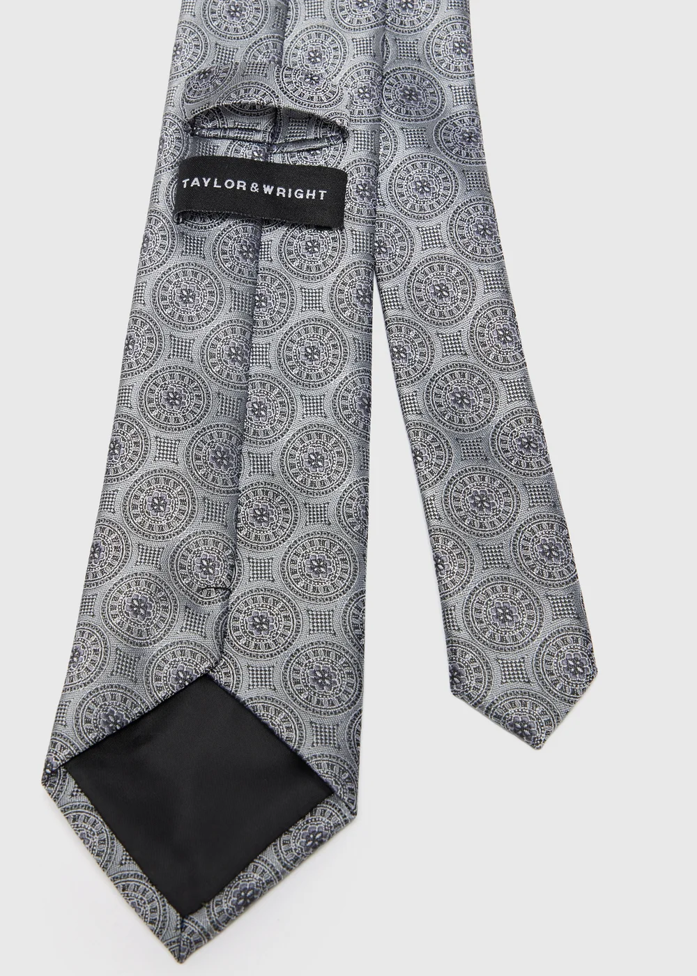 Taylor & Wright Silver Geometric Tie - One Size Image 2