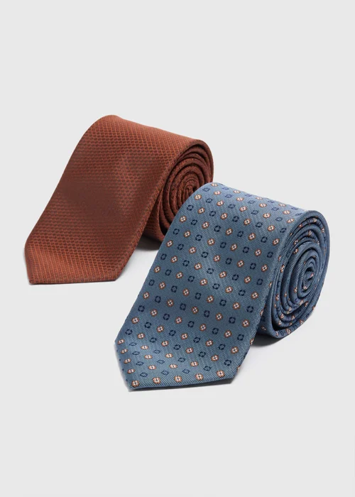 2 Pack Taylor & Wright Blue & Rust Geometric Ties - One Size Image 1