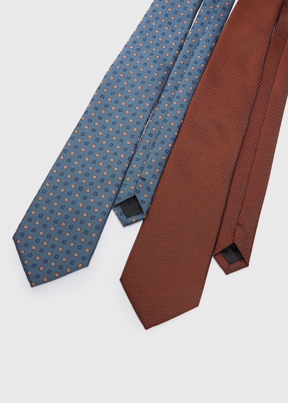 2 Pack Taylor & Wright Blue & Rust Geometric Ties - One Size Image 2