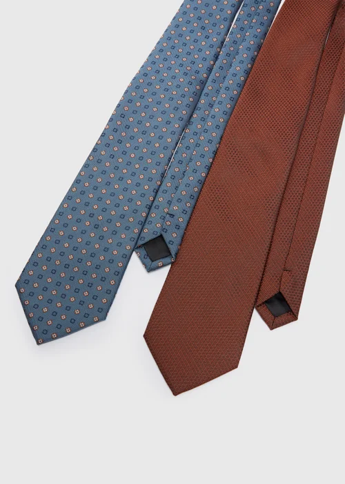 2 Pack Taylor & Wright Blue & Rust Geometric Ties - One Size Image 2